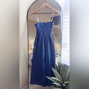 Divine Denim Wide Leg Jumpsuit w/ Removable Transparent Straps